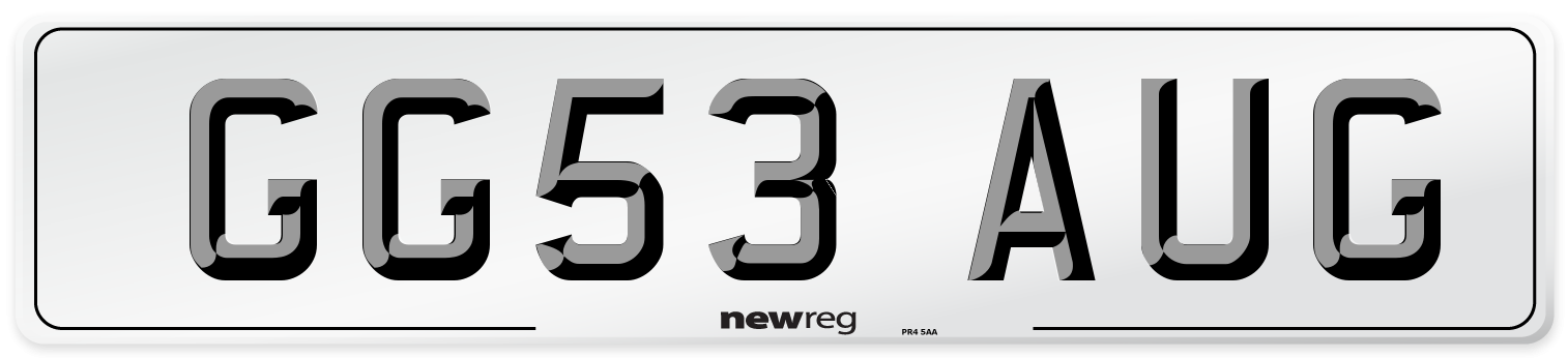 GG53 AUG Number Plate from New Reg